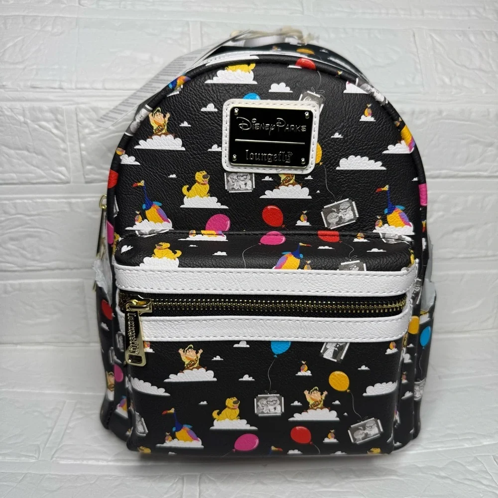 New Disney Parks Loungefly Mini Backpack Movie Up Black & White
